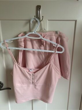 Garage Pink Waffle Knit Lounge Set